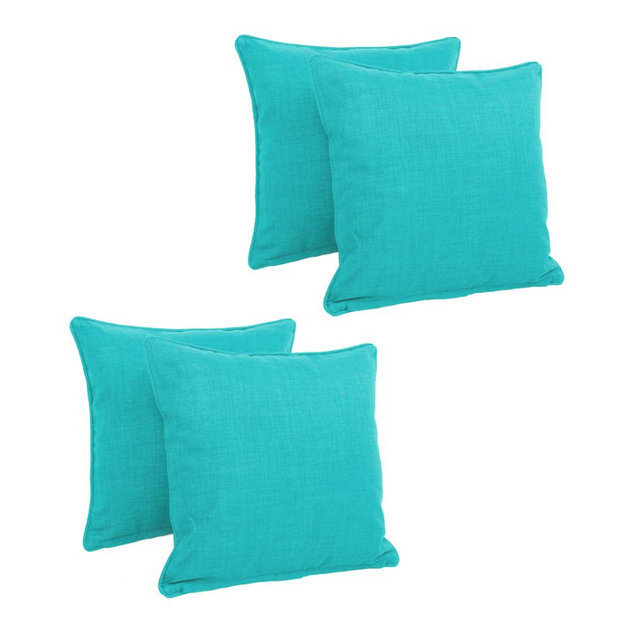 18-inch Double-corded Solid Outdoor Spun Polyester Square Throw Pillows with Inserts (Set of 4)  9810-CD-S4-REO-SOL-12