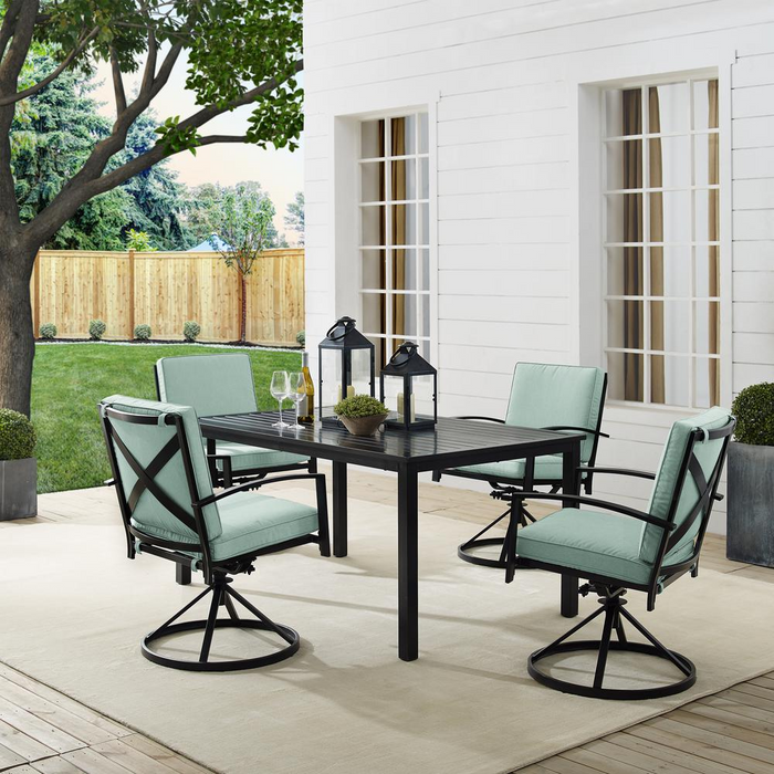 Kaplan 5Pc Outdoor Metal Dining Set - Mist/Oil Rubbed Bronze