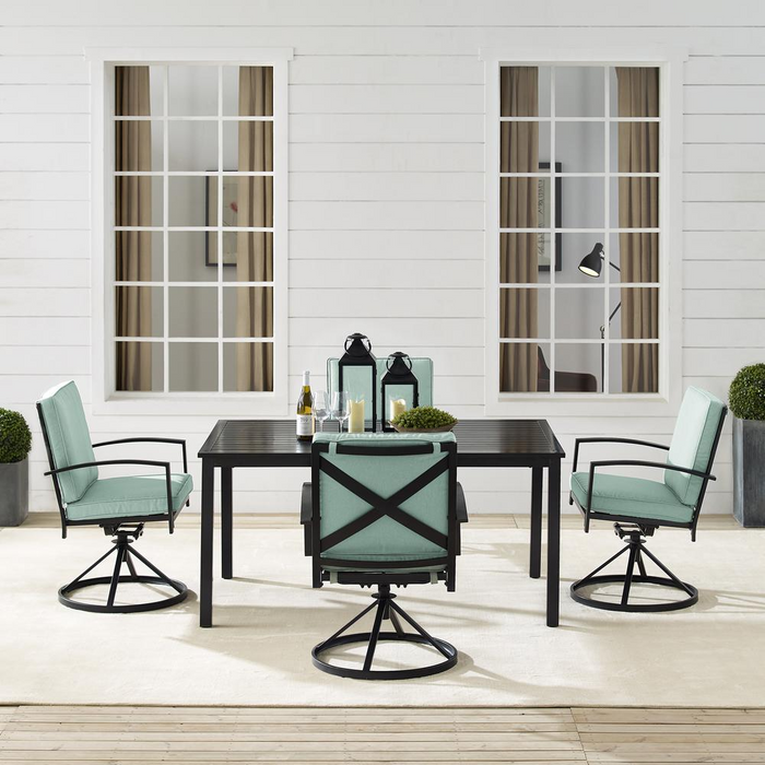 Kaplan 5Pc Outdoor Metal Dining Set - Mist/Oil Rubbed Bronze