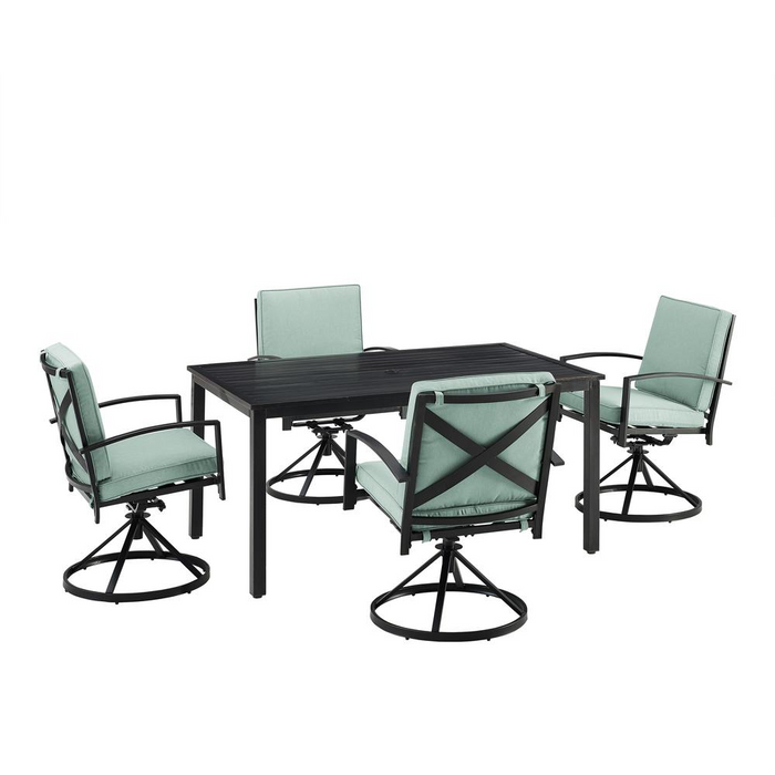 Kaplan 5Pc Outdoor Metal Dining Set - Mist/Oil Rubbed Bronze