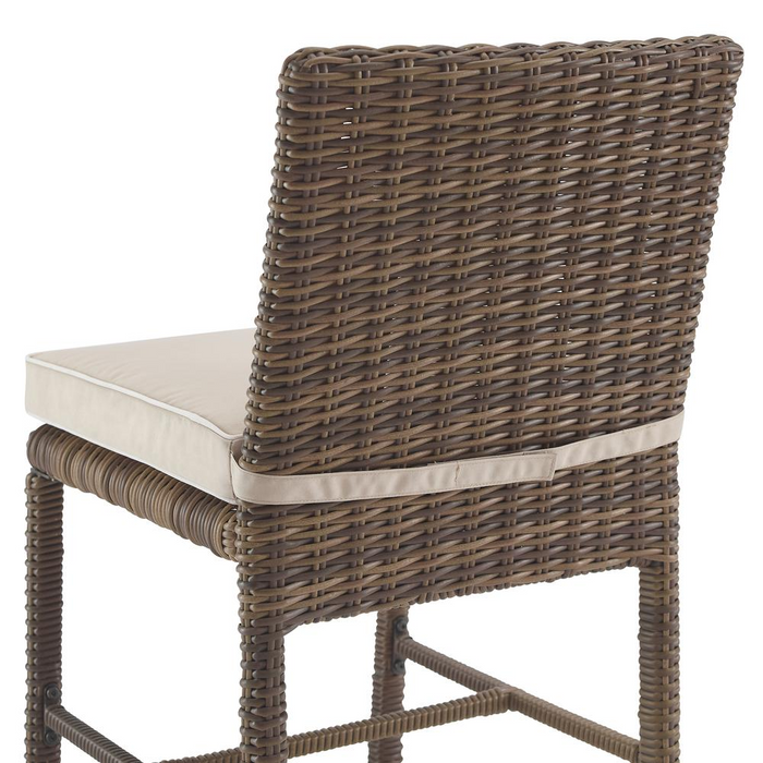 Bradenton 5Pc Outdoor Wicker Dining Set - Sand/Weathered Brown - Table & 4 Chairs