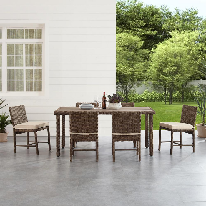 Bradenton 7 Piece Outdoor Wicker Dining Set Sand/Weathered Brown - Dining Table & 6 Dining Chairs