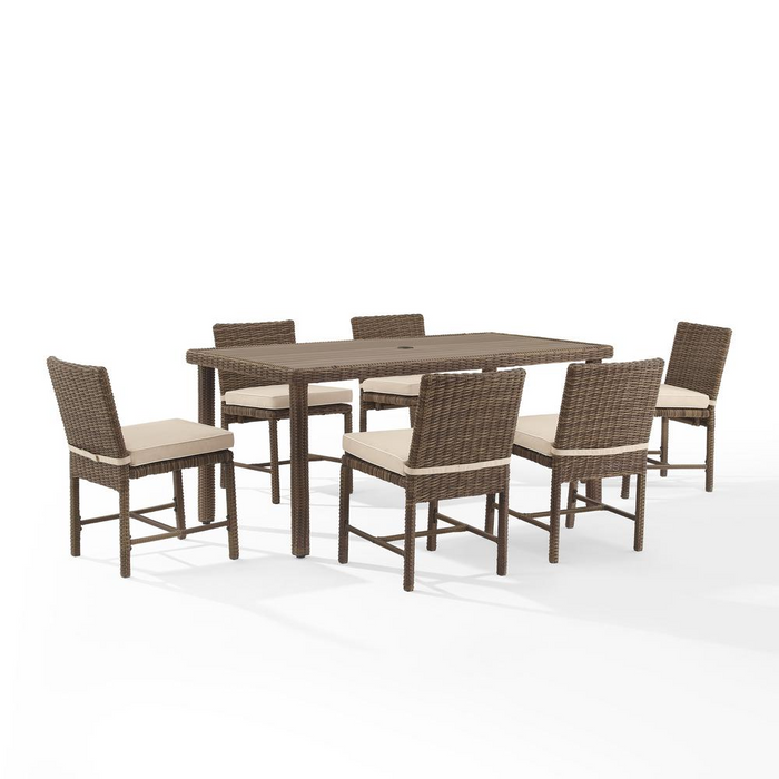 Bradenton 7 Piece Outdoor Wicker Dining Set Sand/Weathered Brown - Dining Table & 6 Dining Chairs