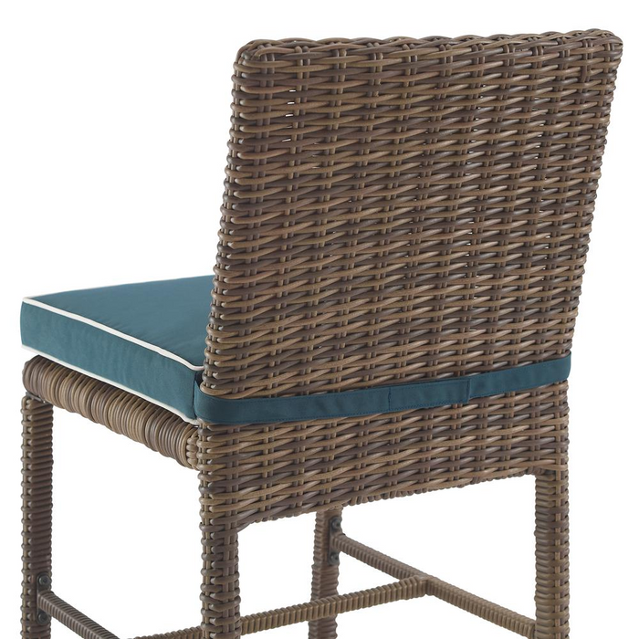 Bradenton 5 Piece Outdoor Wicker Dining Set Navy/Weathered Brown - Dining Table & 4 Dining Chairs