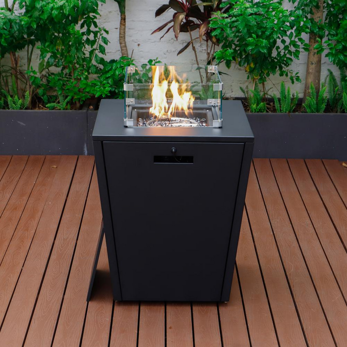 Chelsea Aluminum Patio Modern Propane Fire Pit Side Table - Elegant & Functional Outdoor Furniture