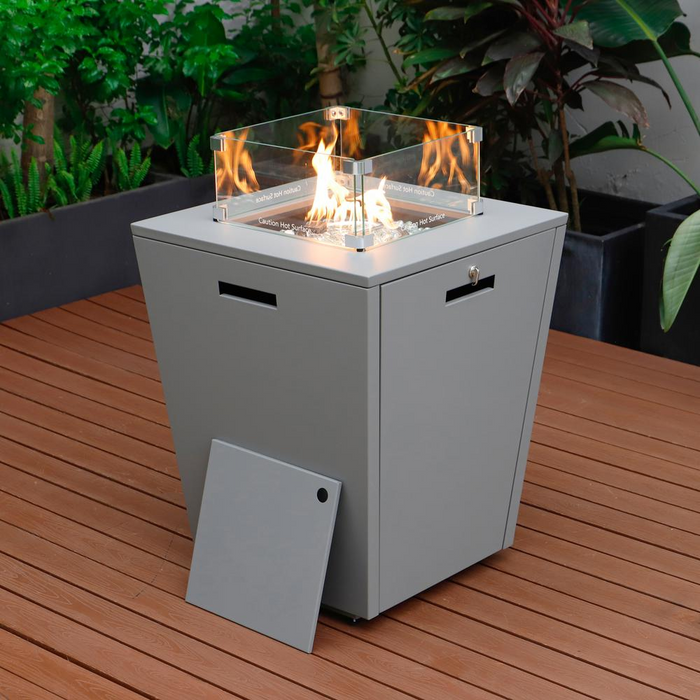 Chelsea Aluminum Patio Modern Propane Fire Pit Side Table - Elegant & Functional Outdoor Furniture