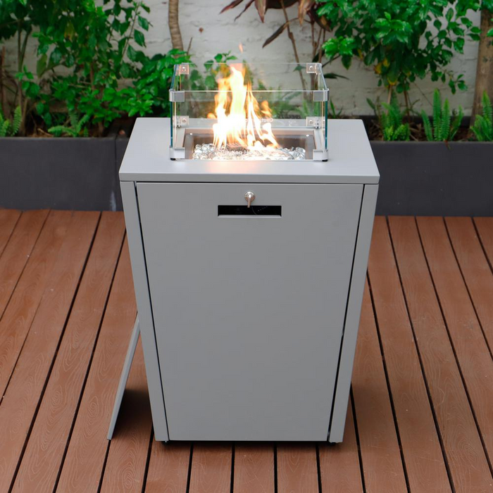 Chelsea Aluminum Patio Modern Propane Fire Pit Side Table - Elegant & Functional Outdoor Furniture