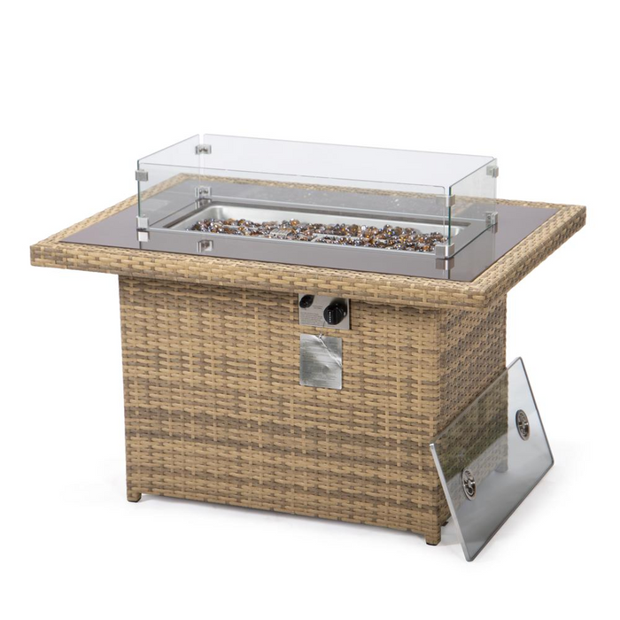 Mace Wicker Patio Modern Propane Fire Pit Table