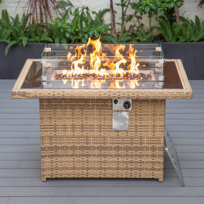 Mace Wicker Patio Modern Propane Fire Pit Table