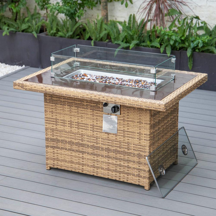 Mace Wicker Patio Modern Propane Fire Pit Table