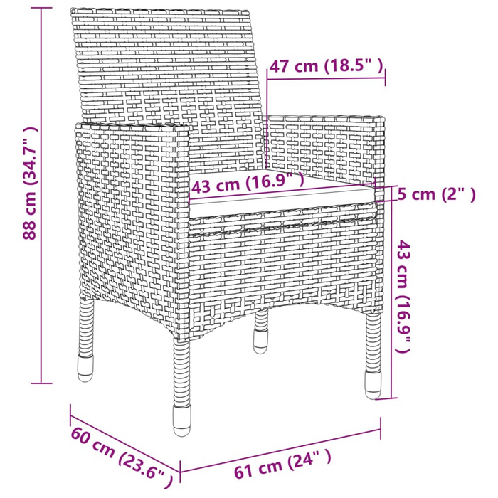 vidaXL 5 Piece Outdoor Dining Set with Cushions - Poly Rattan Beige - Modern Patio Furniture