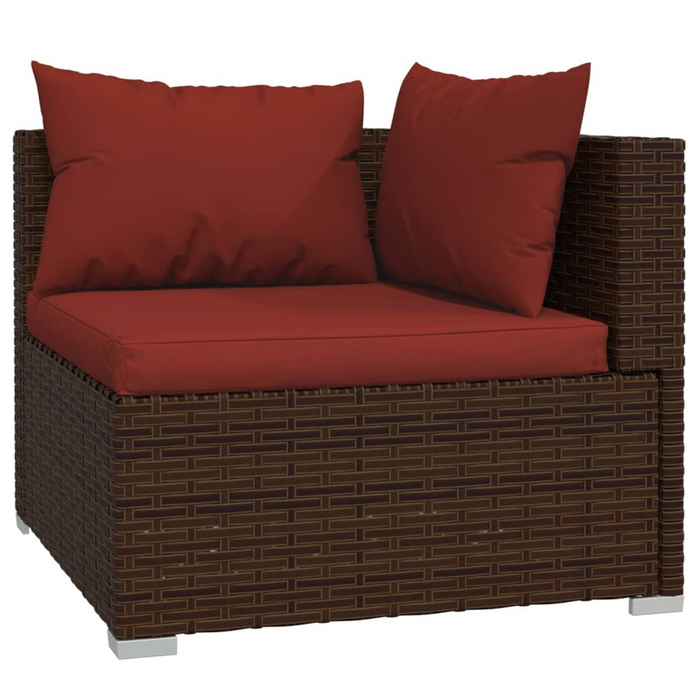 vidaXL Patio Furniture Set 5 Piece with Cushions Poly Rattan Brown