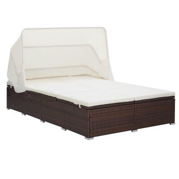 vidaXL 2-Person Sunbed with Cushion Poly Rattan Brown – Ultimate Outdoor Comfort