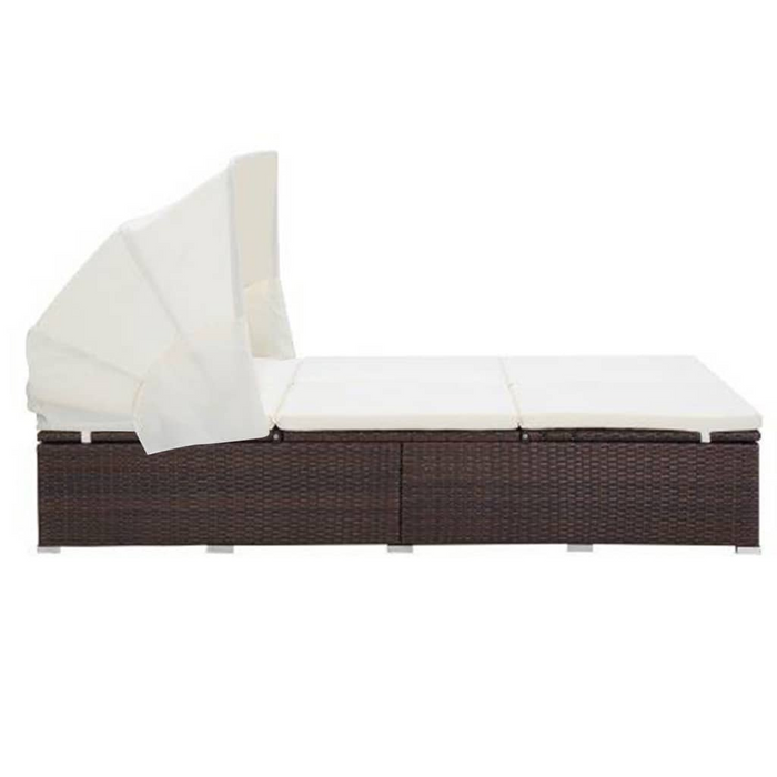 vidaXL 2-Person Sunbed with Cushion Poly Rattan Brown – Ultimate Outdoor Comfort