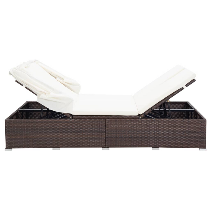 vidaXL 2-Person Sunbed with Cushion Poly Rattan Brown – Ultimate Outdoor Comfort