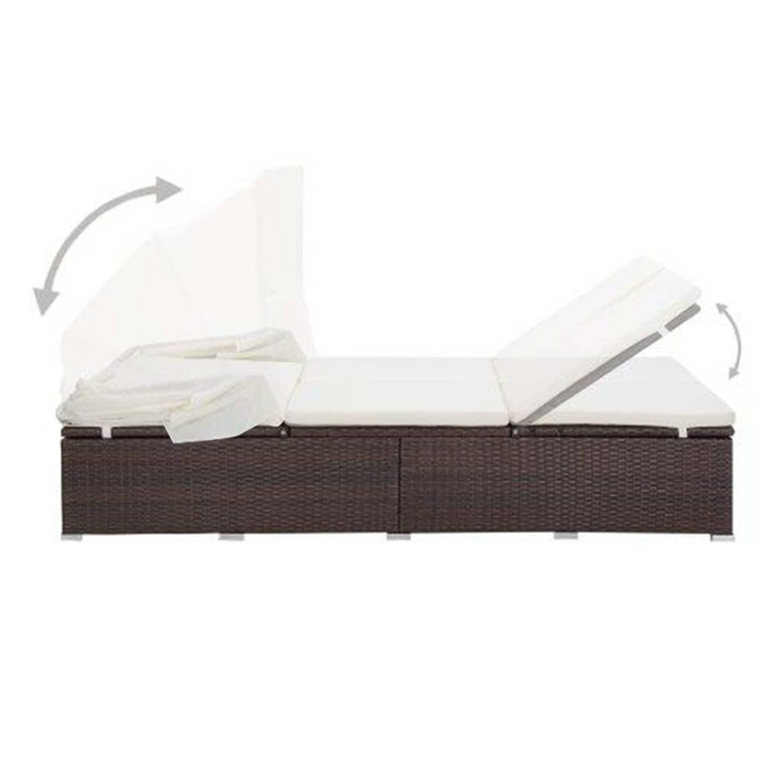 vidaXL 2-Person Sunbed with Cushion Poly Rattan Brown – Ultimate Outdoor Comfort