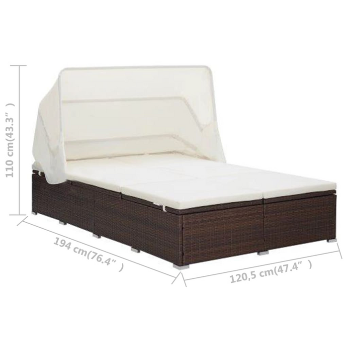 vidaXL 2-Person Sunbed with Cushion Poly Rattan Brown – Ultimate Outdoor Comfort