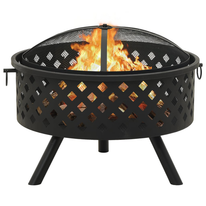 vidaXL Fire Pit with Poker 26.8" XXL Steel