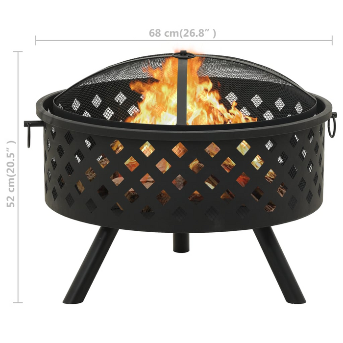 vidaXL Fire Pit with Poker 26.8" XXL Steel