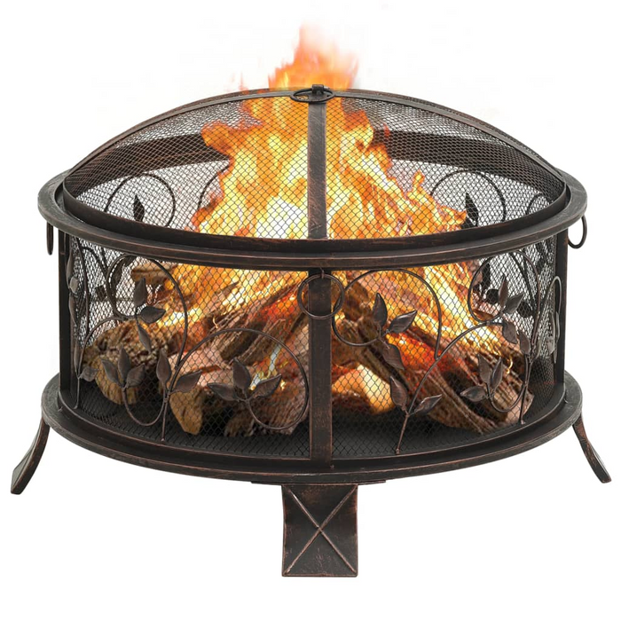 vidaXL Rustic Fire Pit with Poker 26.6" XXL Steel