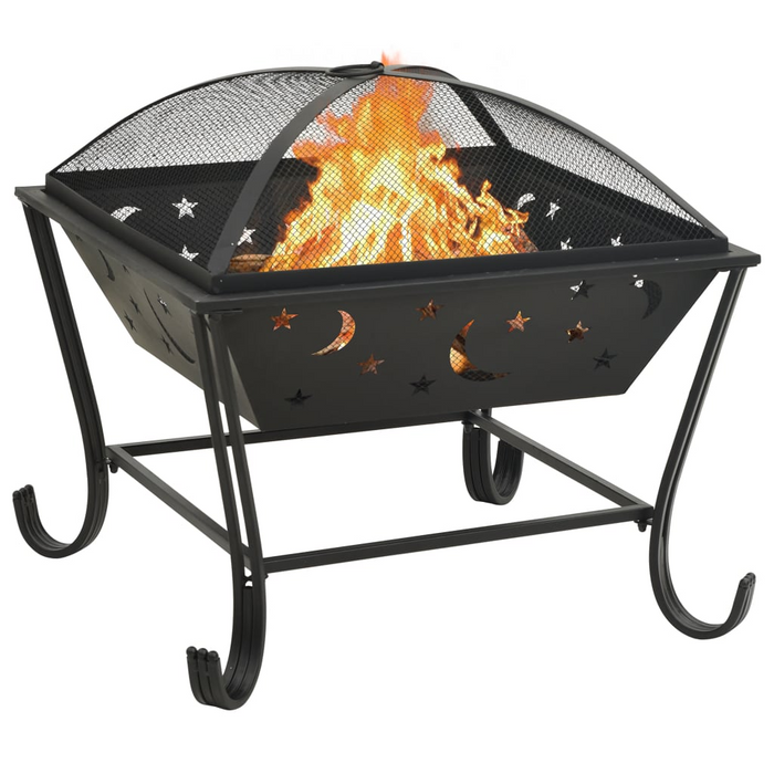 vidaXL Fire Pit with Poker 24.4" XXL Steel - Decorative, Atmospheric, and Warm