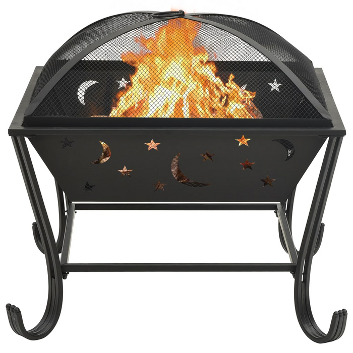 vidaXL Fire Pit with Poker 24.4" XXL Steel - Decorative, Atmospheric, and Warm