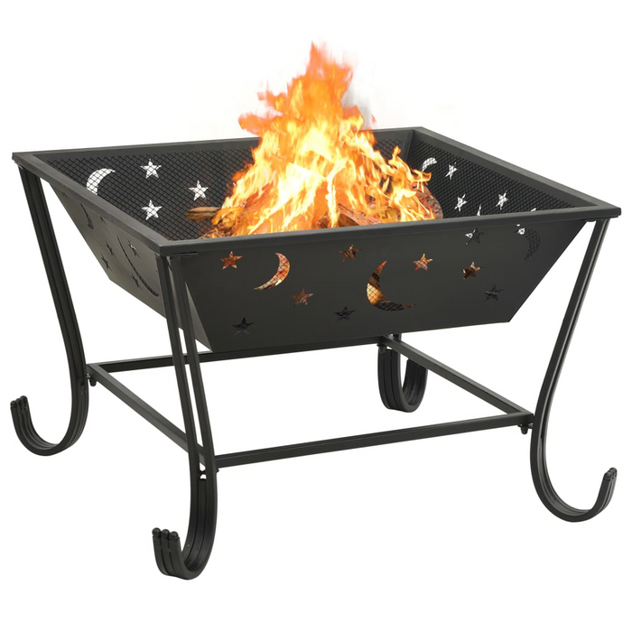 vidaXL Fire Pit with Poker 24.4" XXL Steel - Decorative, Atmospheric, and Warm