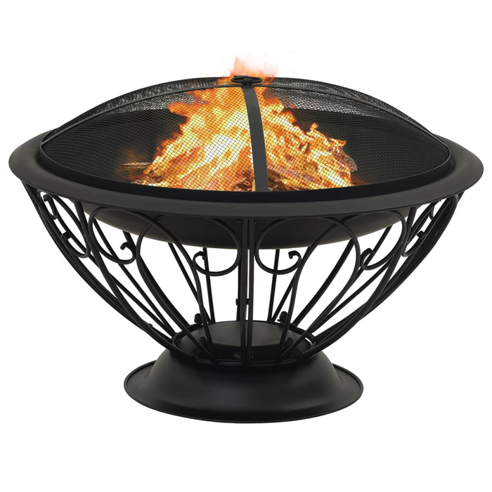 vidaXL Fire Pit with Poker 29.5" XXL Steel - Decorative and Functional Addition to Your Outdoor Space