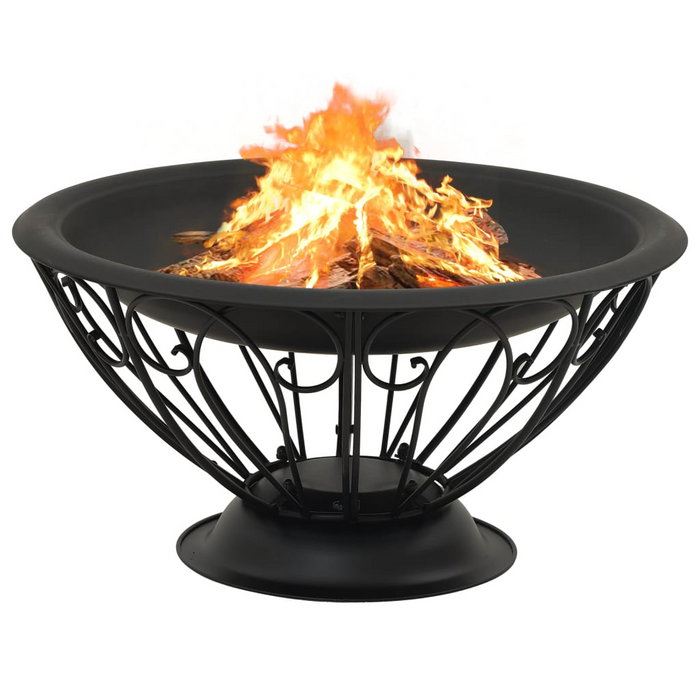 vidaXL Fire Pit with Poker 29.5" XXL Steel - Decorative and Functional Addition to Your Outdoor Space