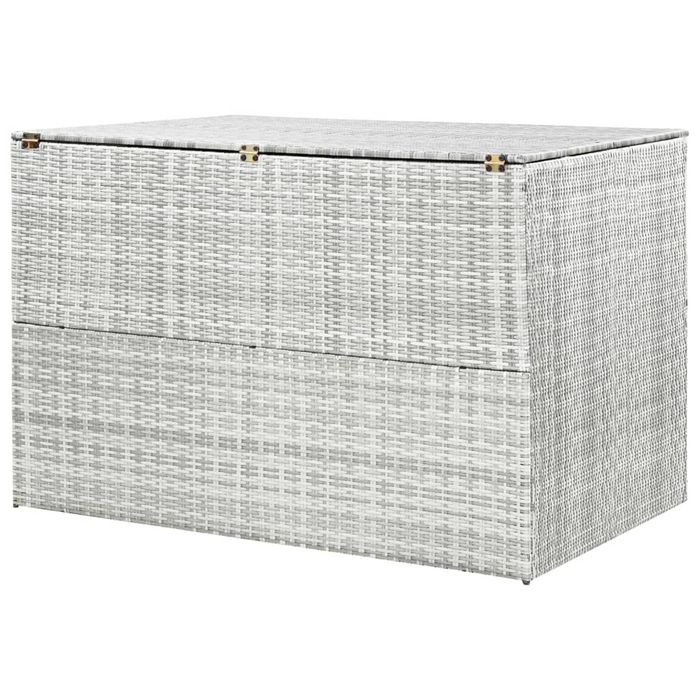 vidaXL Patio Storage Box Light Gray 59.1"x39.4"x39.4" Poly Rattan - Outdoor and Indoor Storage Chest, Weather-Resistant, Sturdy Steel Frame