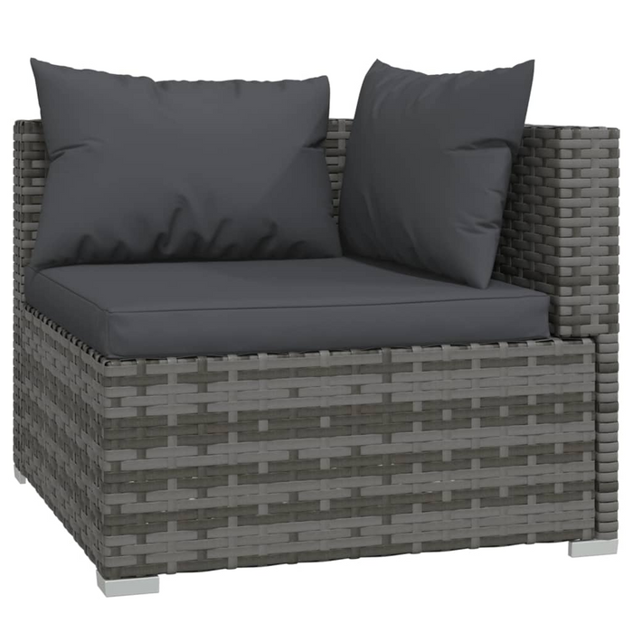 vidaXL Wicker Patio Furniture 3 Piece with Cushions Gray Poly Rattan