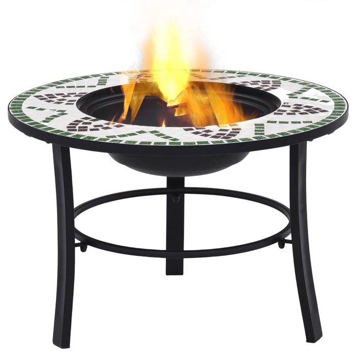 vidaXL Mosaic Fire Pit Green 26.8" Ceramic - Decorative and Functional Addition to Your Garden