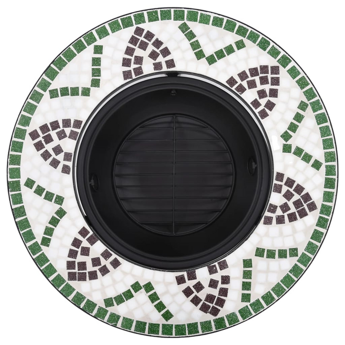 vidaXL Mosaic Fire Pit Green 26.8" Ceramic - Decorative and Functional Addition to Your Garden