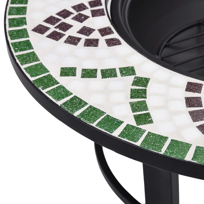 vidaXL Mosaic Fire Pit Green 26.8" Ceramic - Decorative and Functional Addition to Your Garden