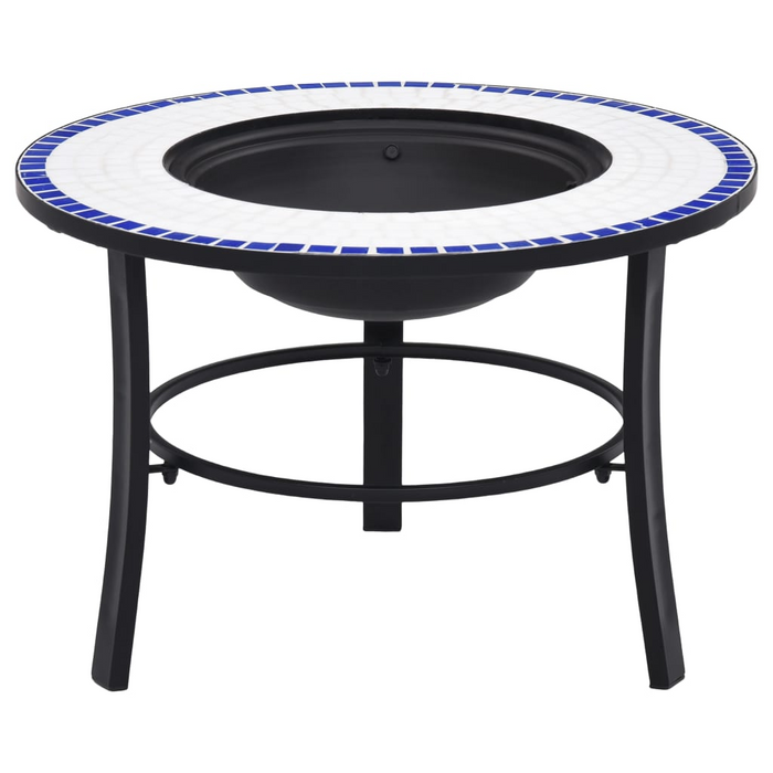 vidaXL Mosaic Fire Pit Blue and White 26.8" Ceramic