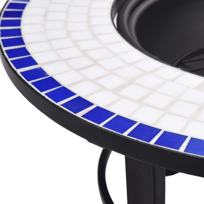 vidaXL Mosaic Fire Pit Blue and White 26.8" Ceramic