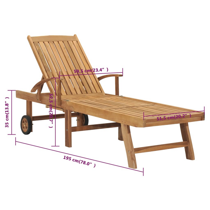 vidaXL Sun Lounger Solid Teak Wood – Durable, Weather-Resistant Outdoor Furniture