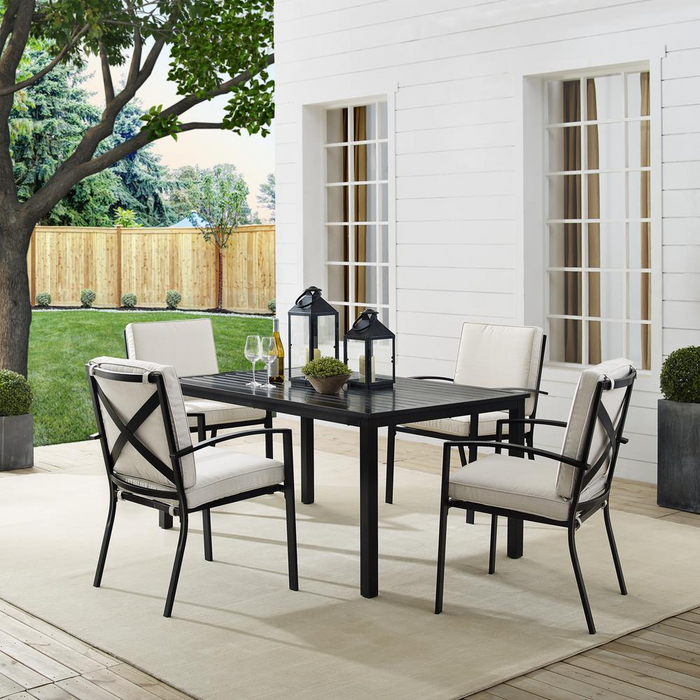 Kaplan 5-Piece Outdoor Dining Set with Cushioned Chairs - Oatmeal/Oil Rubbed Bronze