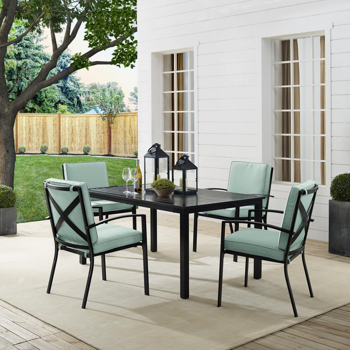 Kaplan 5Pc Outdoor Metal Dining Set - Mist/Oil Rubbed Bronze - Elegant Table & 4 Chairs