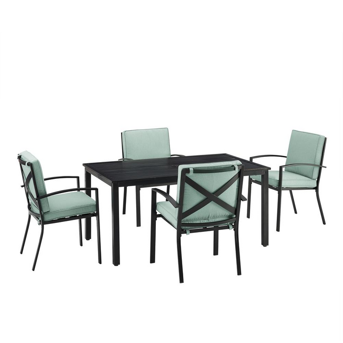 Kaplan 5Pc Outdoor Metal Dining Set - Mist/Oil Rubbed Bronze - Elegant Table & 4 Chairs