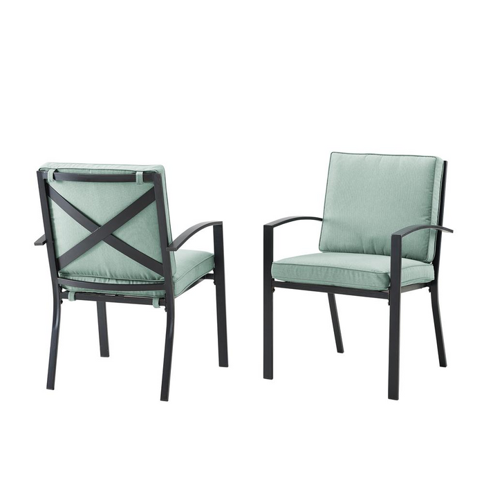 Kaplan 2Pc Outdoor Metal Dining Chair Set - Mist/Oil Rubbed Bronze Cushioned Chairs