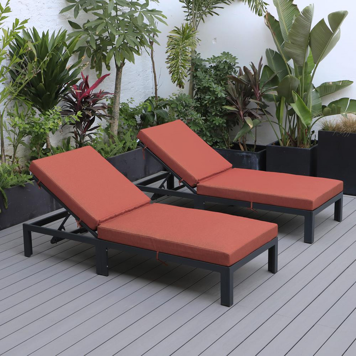 Chelsea Modern Outdoor Chaise Lounge Chair With Cushions Set of 2 - Stylish & Durable Patio Furniture