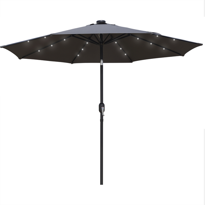 Sierra 9' Outdoor Patio Tilt Market Umbrella with Solar LED Lights, Black