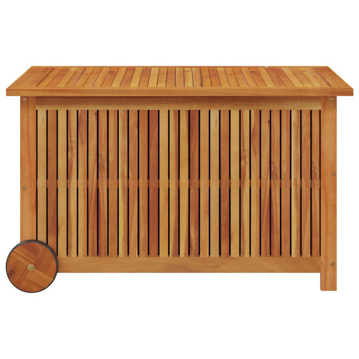 vidaXL Solid Wood Acacia Patio Storage Box with Wheels – 35.4"x19.7"x22.8" | Outdoor Cushion and Garden Tool Organizer