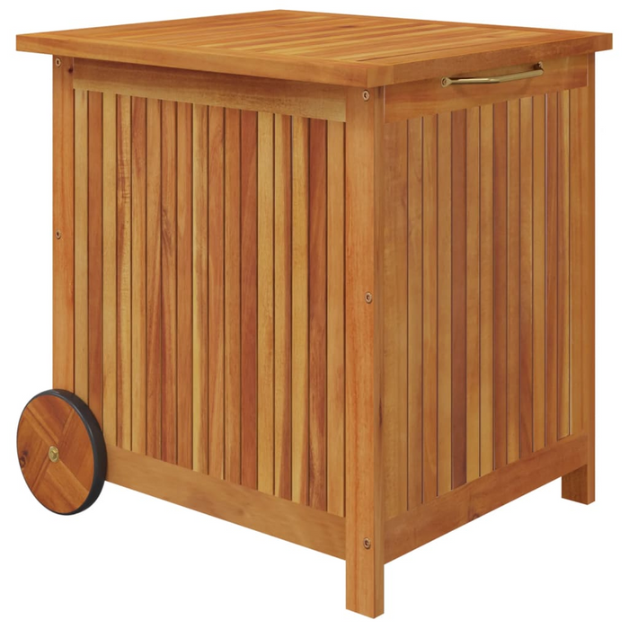 vidaXL Solid Wood Acacia Patio Storage Box with Wheels - 23.6"x 19.7"x 22.8"