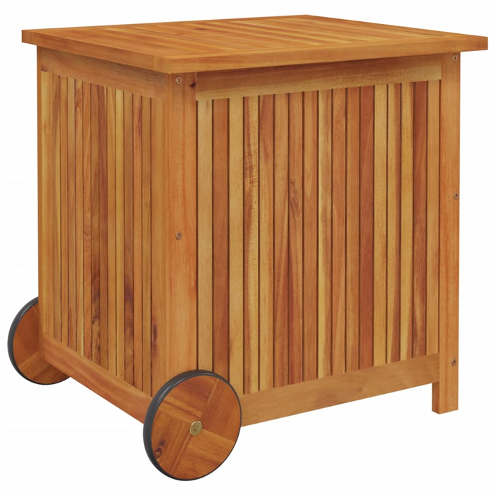 vidaXL Solid Wood Acacia Patio Storage Box with Wheels - 23.6"x 19.7"x 22.8"