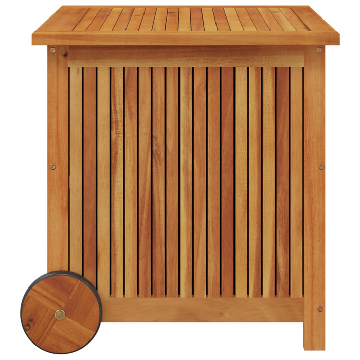 vidaXL Solid Wood Acacia Patio Storage Box with Wheels - 23.6"x 19.7"x 22.8"