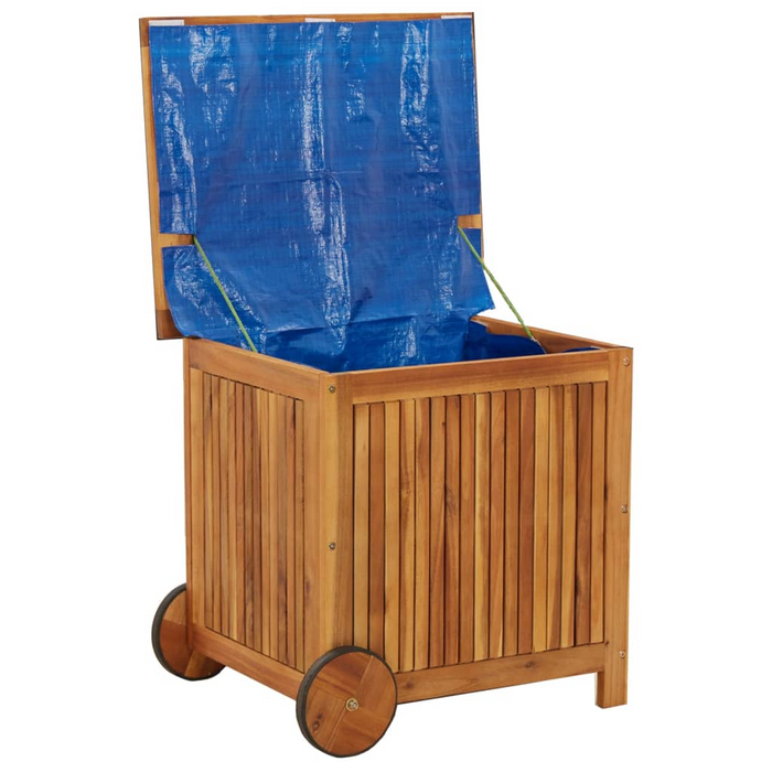 vidaXL Solid Wood Acacia Patio Storage Box with Wheels - 23.6"x 19.7"x 22.8"