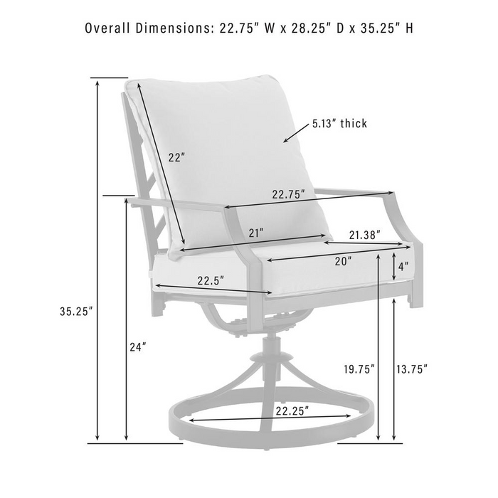 Otto 2 Piece Outdoor Metal Dining Swivel Chair Set