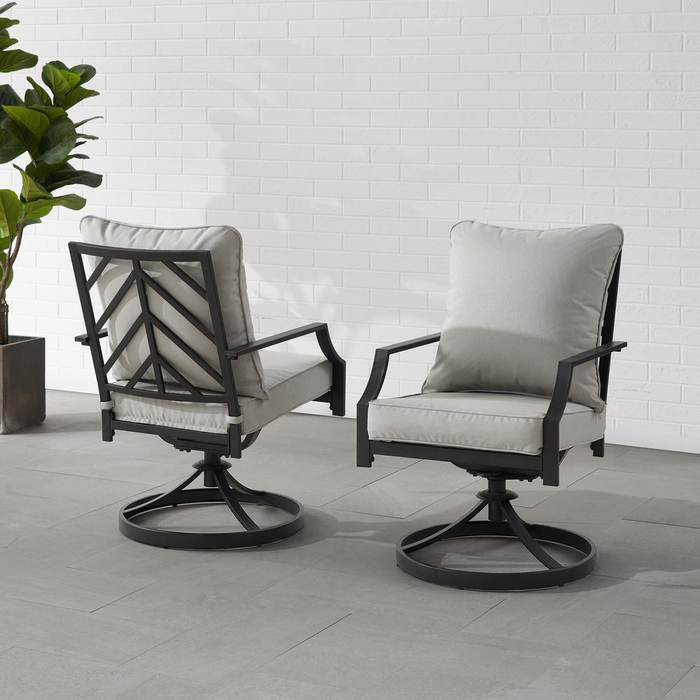 Otto 2 Piece Outdoor Metal Dining Swivel Chair Set